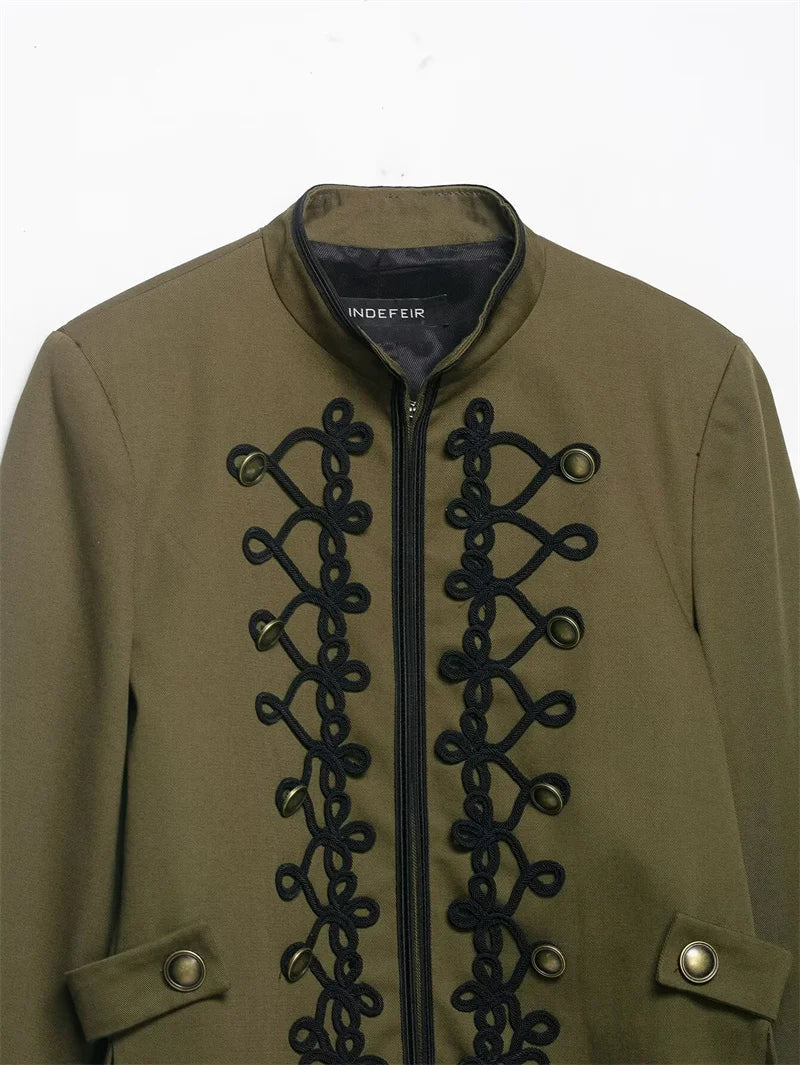Women Rope Knot Button Jacket | Long Sleeves | Napoleon Jacket
