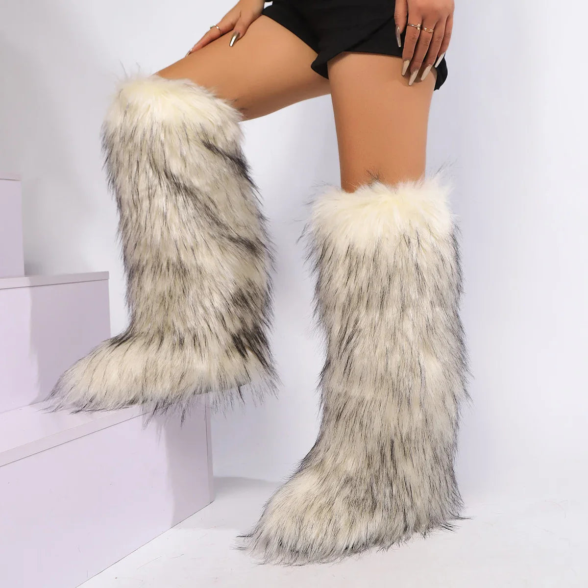 Women Over-The-Knee Boots | High Boots | Winter | Fur Snow Boots | Warm Boots | Non-Slip White Black