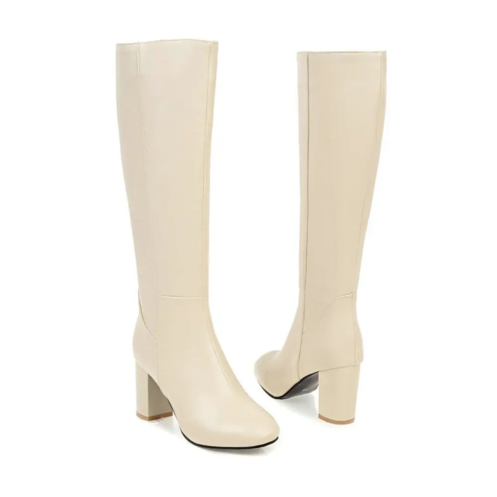 Women Long Boots | Leather Boots | Knee High | Block Heels