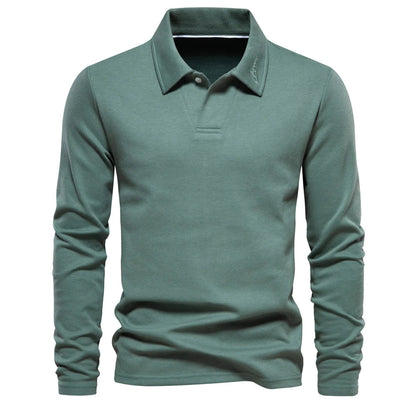 Men's Full Sleeves Polo Shirt | Luxury Golf Polo Shirt | Turn Down Collar Green