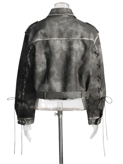Women Washed Leather Jacket
