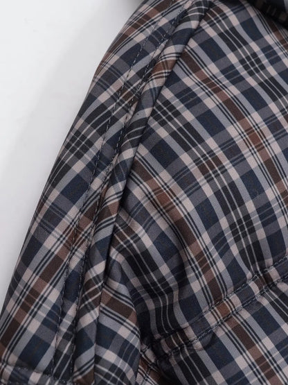 Women Plaid Puffer Jacket | Stand-Collar | Padded | Warm | Check | Parkas Jacket