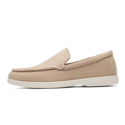 Men Summer Casual Shoes | Suede Leather Loafers | Moccasins | Driving Shoes | British Style Slip-on Shoes Beige