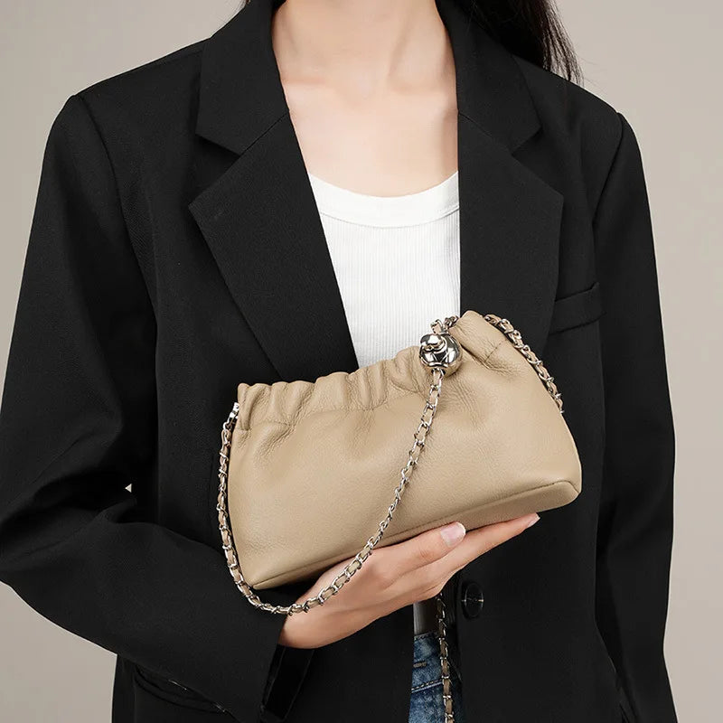 Women Genuine Leather Cloud Bag | Dumpling Shoulder Bag