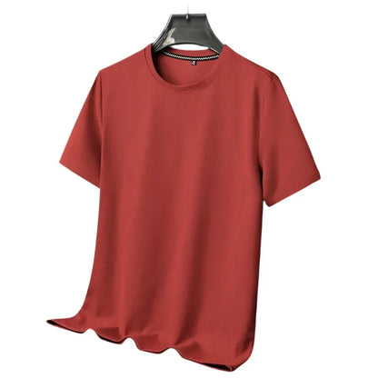 Men Waffle Round Neck Short Sleeve T-shirt | Summer Top Red