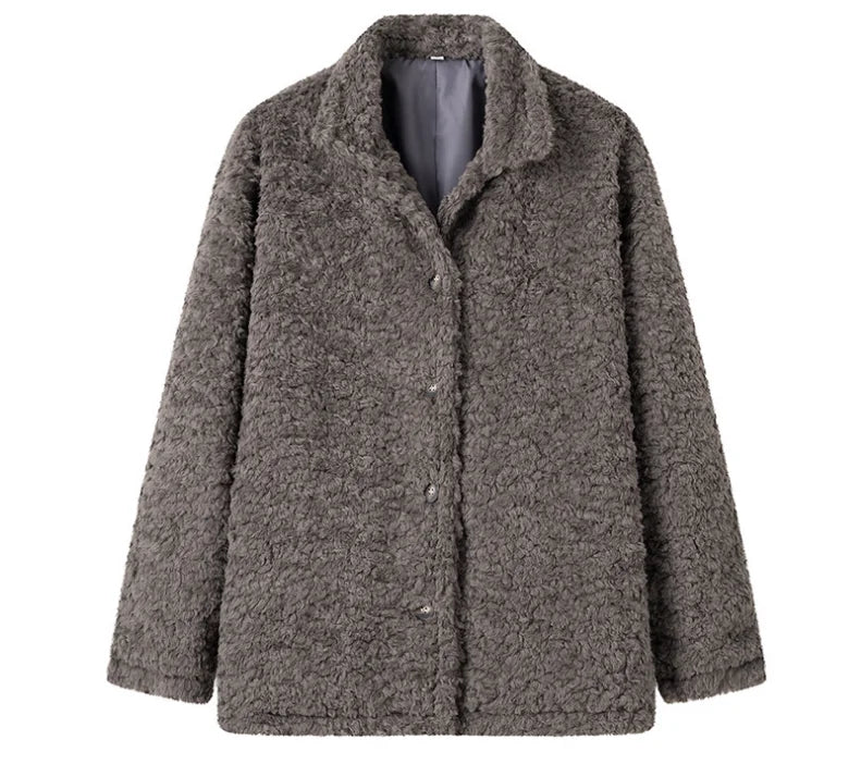 Women Fluffy Fur Coat Dark gray