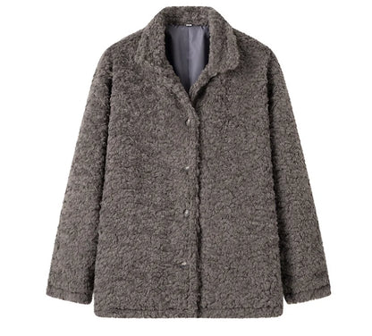 Women Fluffy Fur Coat Dark gray