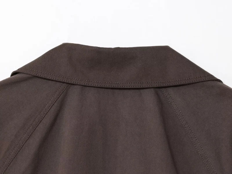 Women British Style Lapel Double-Breasted Coat | Short Trench Coat With Belt
