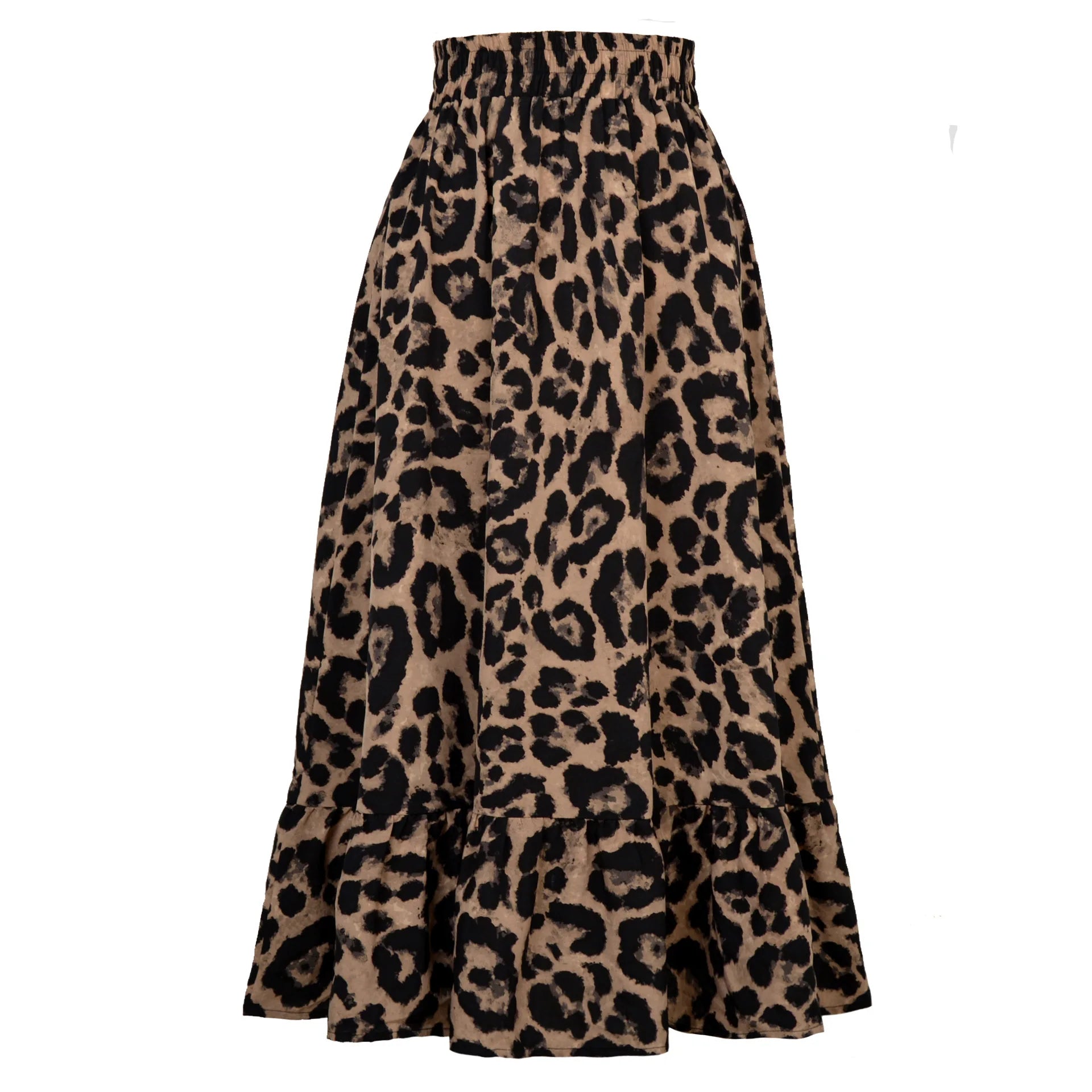 Women Loose Long Leopard Skirt brown