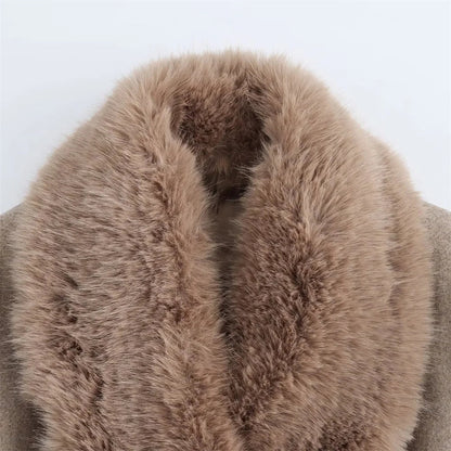 Women Belted Warm Fur Collar Coat | Flip Collar | Winter | Long Coat
