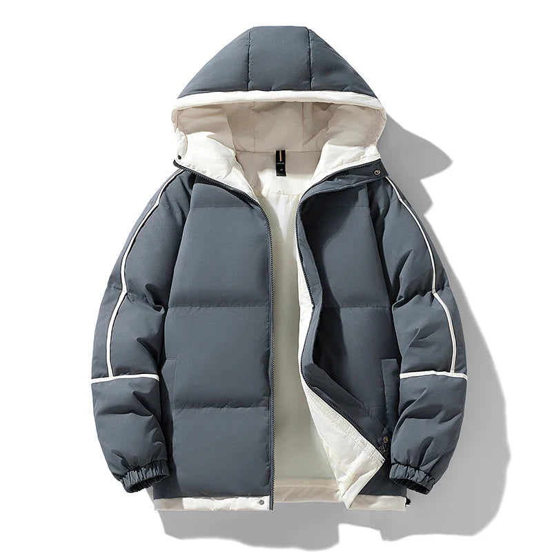 Unisex Thick Hooded Puffer Jacket | Windbreaker Jacket | Warm Parka Winter Jacket Grey