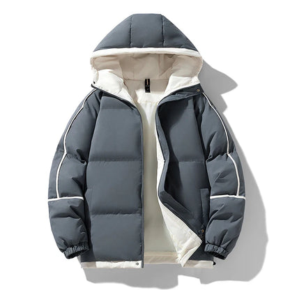 Unisex Thick Hooded Puffer Jacket | Windbreaker Jacket | Warm Parka Winter Jacket Grey