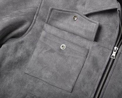 Men Vintage Twin Pocket Jacket | Suede Crock Jacket with Zipper