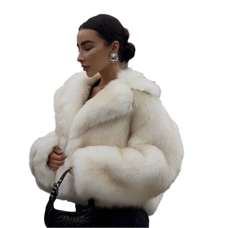 Women Cropped Fluffy Fur Jacket | Fur Coat