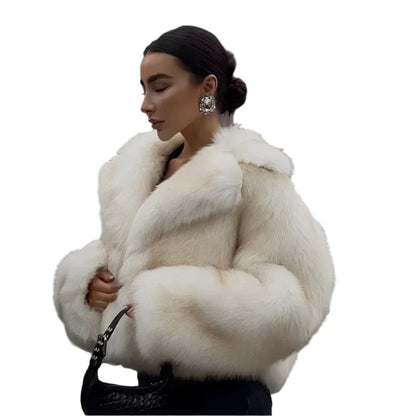 Women Cropped Fluffy Fur Jacket | Fur Coat