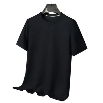 Men Waffle Round Neck Short Sleeve T-shirt | Summer Top Black