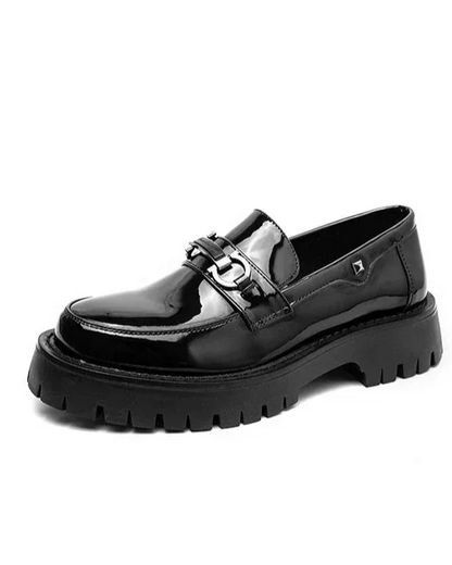 Men Platform Leather Shoes | Men Loafers | Thick Soled Black