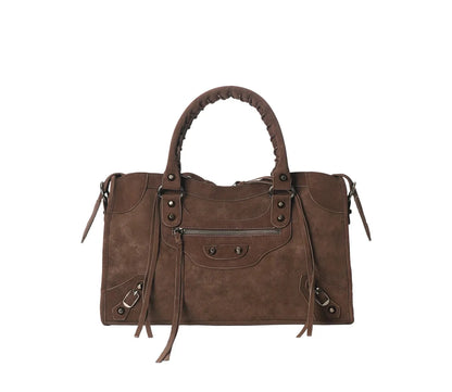 Women Paris Retro Motorcycle Bag | Large Capacity | Suede Leather Bag | Crossbody