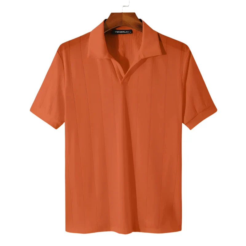 Men Lightweight Polo Shirt | Casual Lapel Short Sleeve Polo Orange