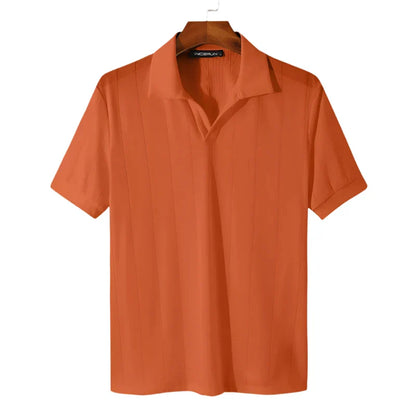 Men Lightweight Polo Shirt | Casual Lapel Short Sleeve Polo Orange