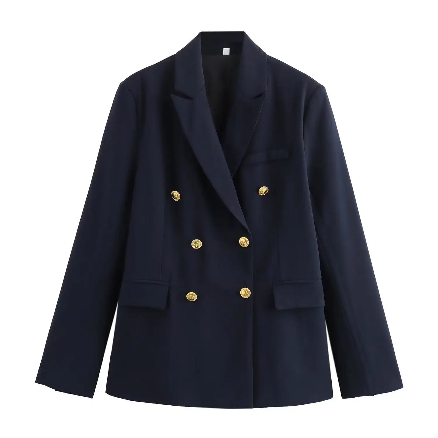 Women Navy Blue Double Breasted Blazer navy blue