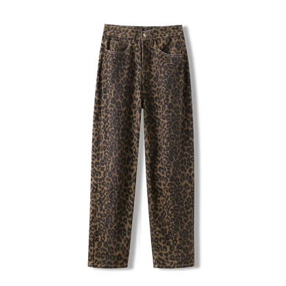 Women Leopard Jeans | Cheetah Jeans | Wide Leg Denim Pants | Cheetah Pants