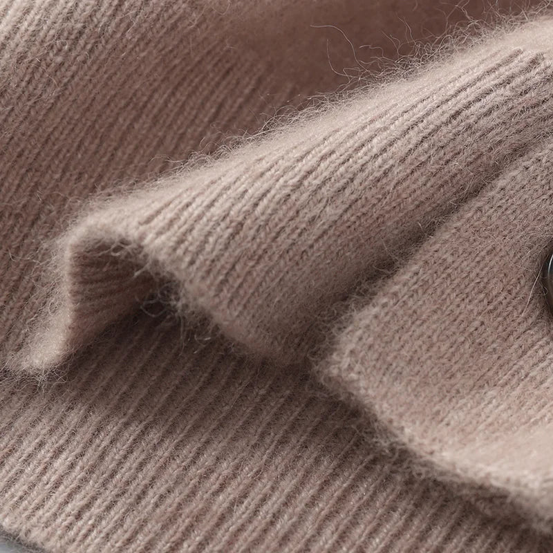 Men Mink Cashmere Warm Cardigan | Casual Loose V-Neck Knit Coat