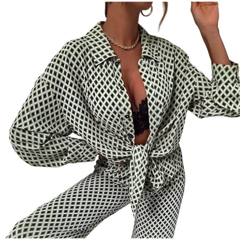 Women Zebra Print 2 Piece Set | Long Sleeve Drop Shoulder Shirt with Wide Leg Pants