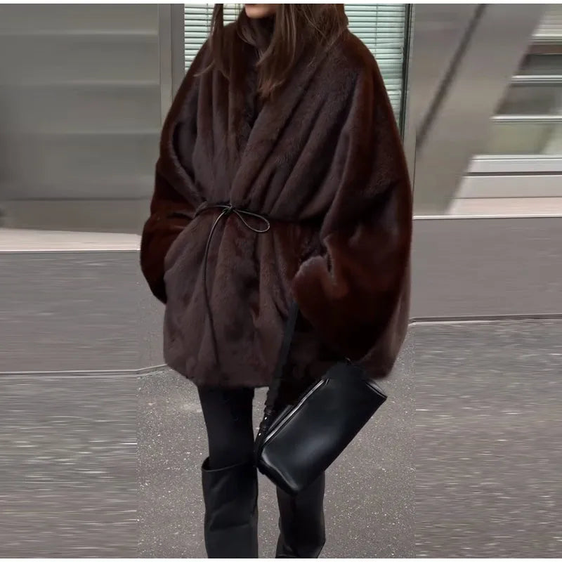 Women Vintage Fur Coat | Wrap Coat