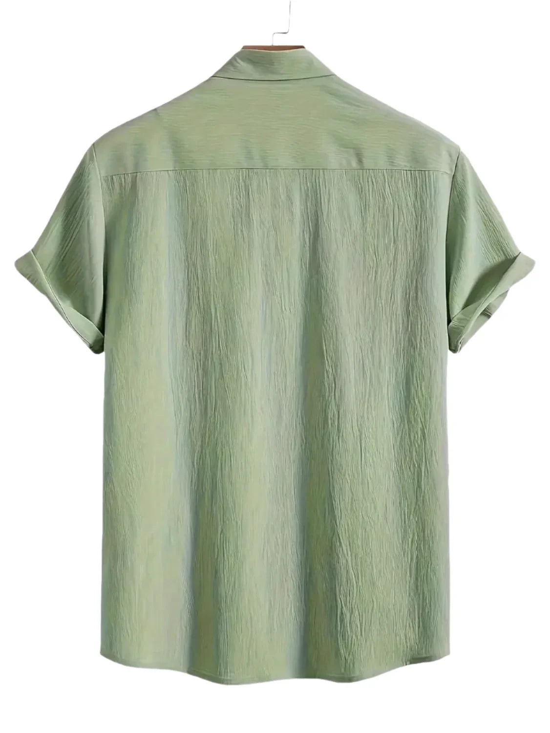 Men Cotton Wrinkle Textured Button Down Shirt | Casual Beach Hawaiian Summer Shirt
