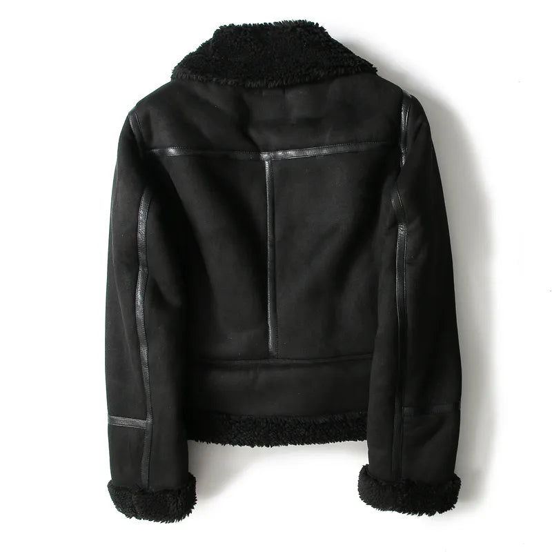 Women Brown Vintage Fur Jacket | Lapel Long Sleeves Winter Outwear
