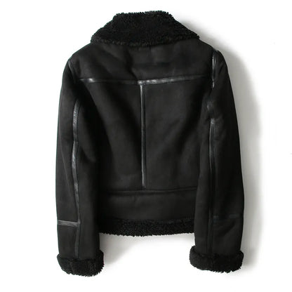 Women Brown Vintage Fur Jacket | Lapel Long Sleeves Winter Outwear