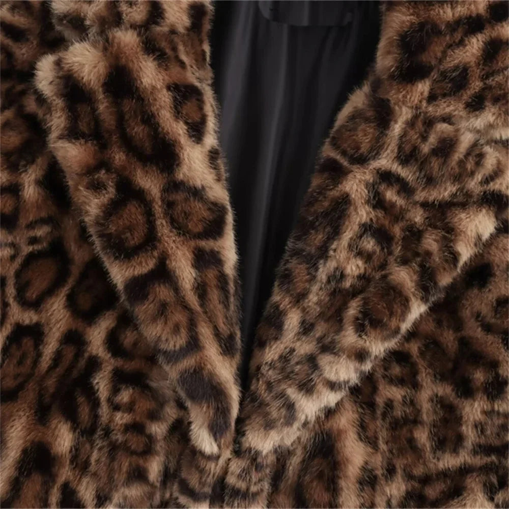 Women Leopard Print Coat | Long Sleeved Jacket | Animal Print Coat