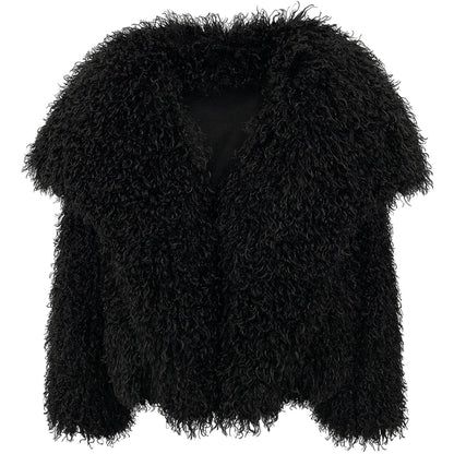 Short Mongolian Fur Coat | Women Luxury Cropped Fur Coat | Warm | Winter