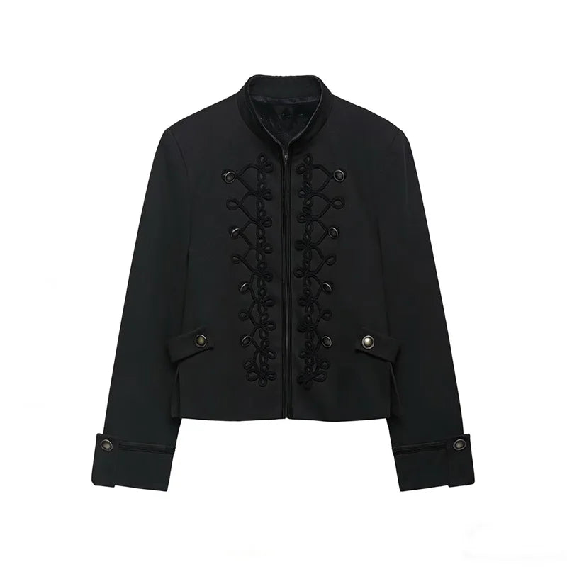 Women Rope Knot Button Jacket | Long Sleeves | Napoleon Jacket