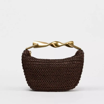 Women Woven Handbag | Rattan Half-Moon | Straw Shoulder Bag | Bucket Bag | Crossbody Bag