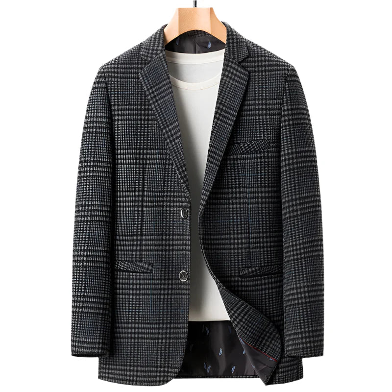Men British Style Casual Blazer | Premium Plaid Blazer grey