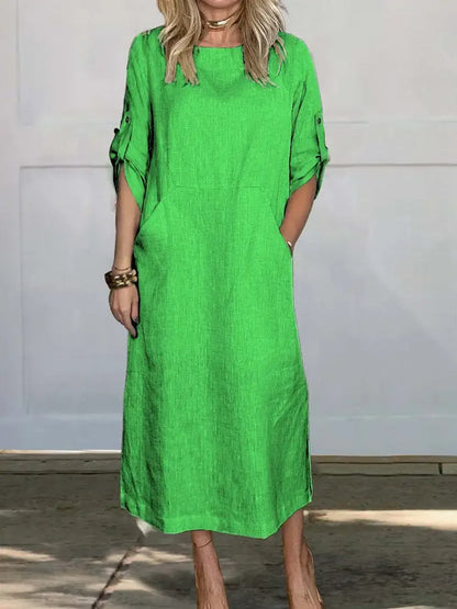 Poppy | Women's A-Line Loose Fit Draped Dress Evening