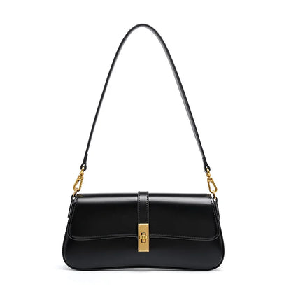 Women Genuine Leather Shoulder Bag | Casual Day Bag | Mini Purse | Underarm Bag Black