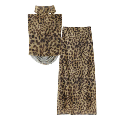 Women Leopard Print Two Piece | Cheetah Print Skirt | Cheetah Print Top set
