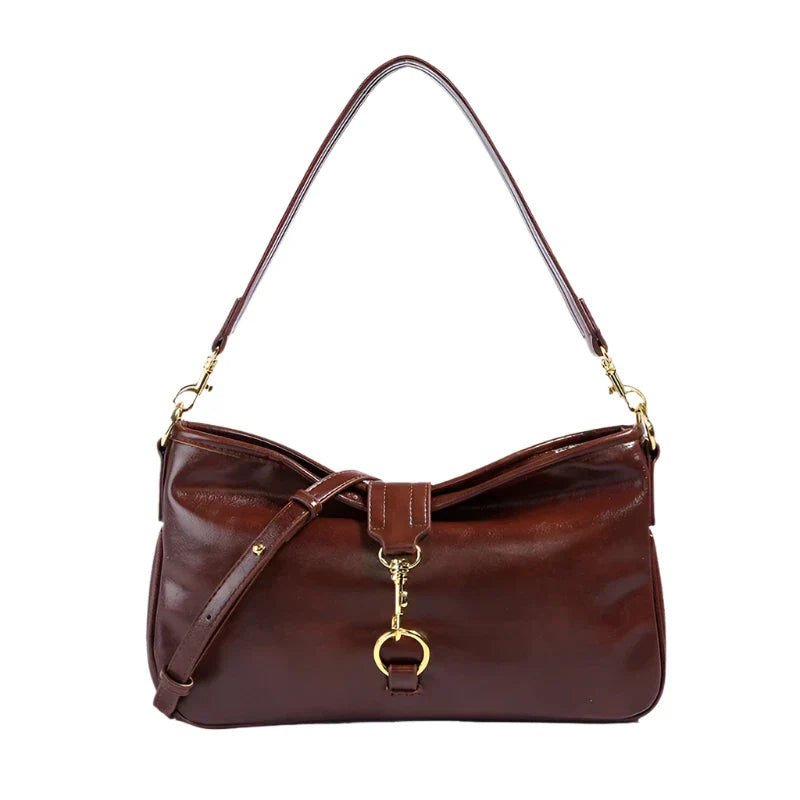 Women Vintage Leather Shoulder Bag coffee