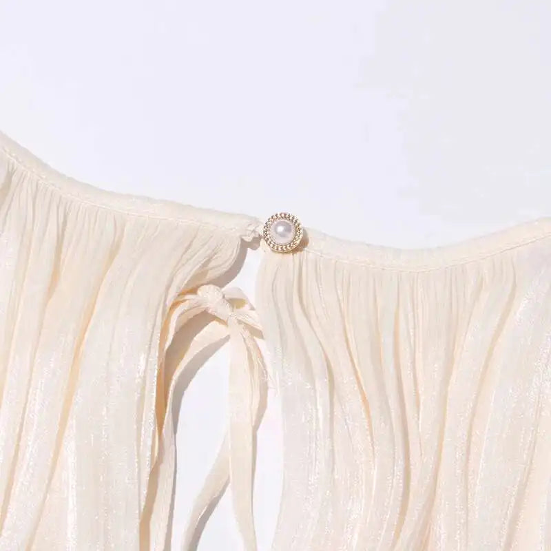 Women Flowy Mini Dress | V Neck | Long Sleeve | Spliced | Lace Up | Blouse Dress