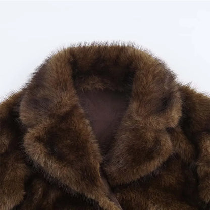 Women Winter Fur Jacket | Long Sleeves | Double-Sided | Thick | Warm Coat | Reversible Jacket