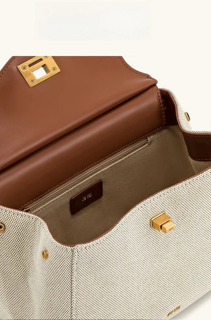 Women Leather Pillow Bag | Lock Clasp Handbag | Small Handbag | Shoulder Bag | Crossbody Bag