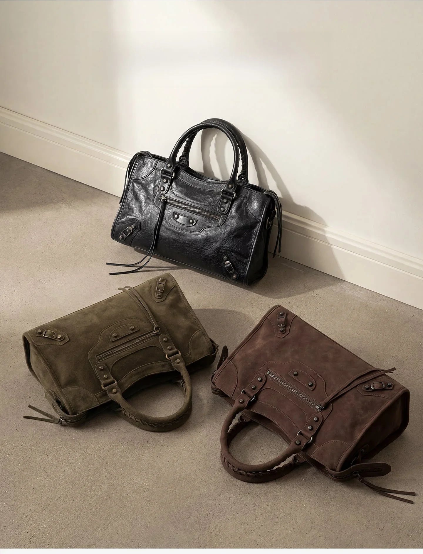 Women Paris Retro Motorcycle Bag | Large Capacity | Suede Leather Bag | Crossbody