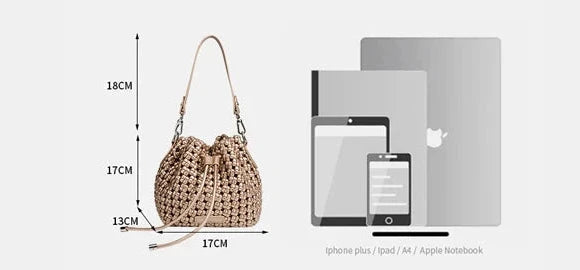 Women Leather Hollow Cut Woven Crossbody Bag