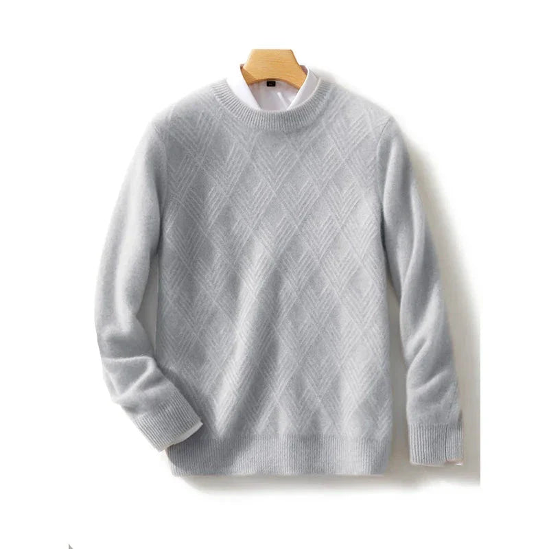 Men Knitted Wool Sweater | Winter Round Neck Pullover Gray