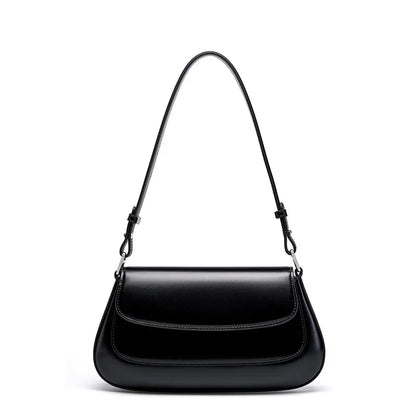Women Vintage Underarm Genuine Leather Bag Black