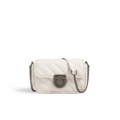 Women Leather Mini Quilted Crossbody Bag White