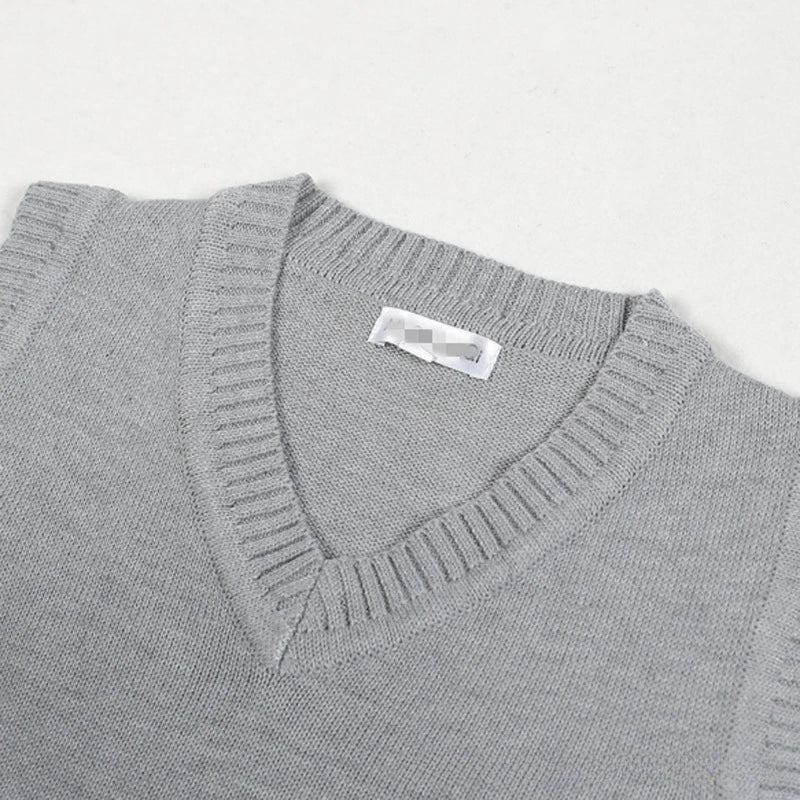 Men V-Neck Sleeveless Knitted Striped Sweater Vest | Retro Style Knit